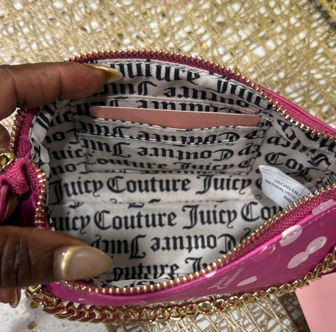 Juicy couture fuchsia polka dot bag