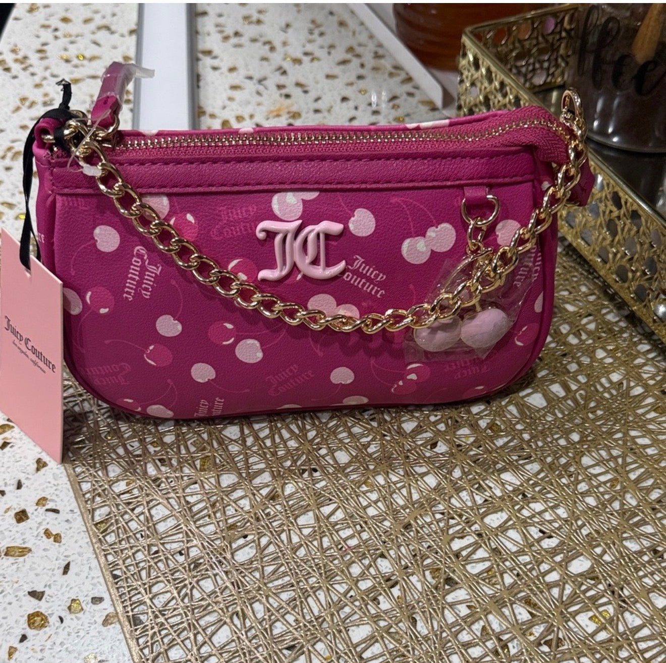Juicy couture fuchsia polka dot bag