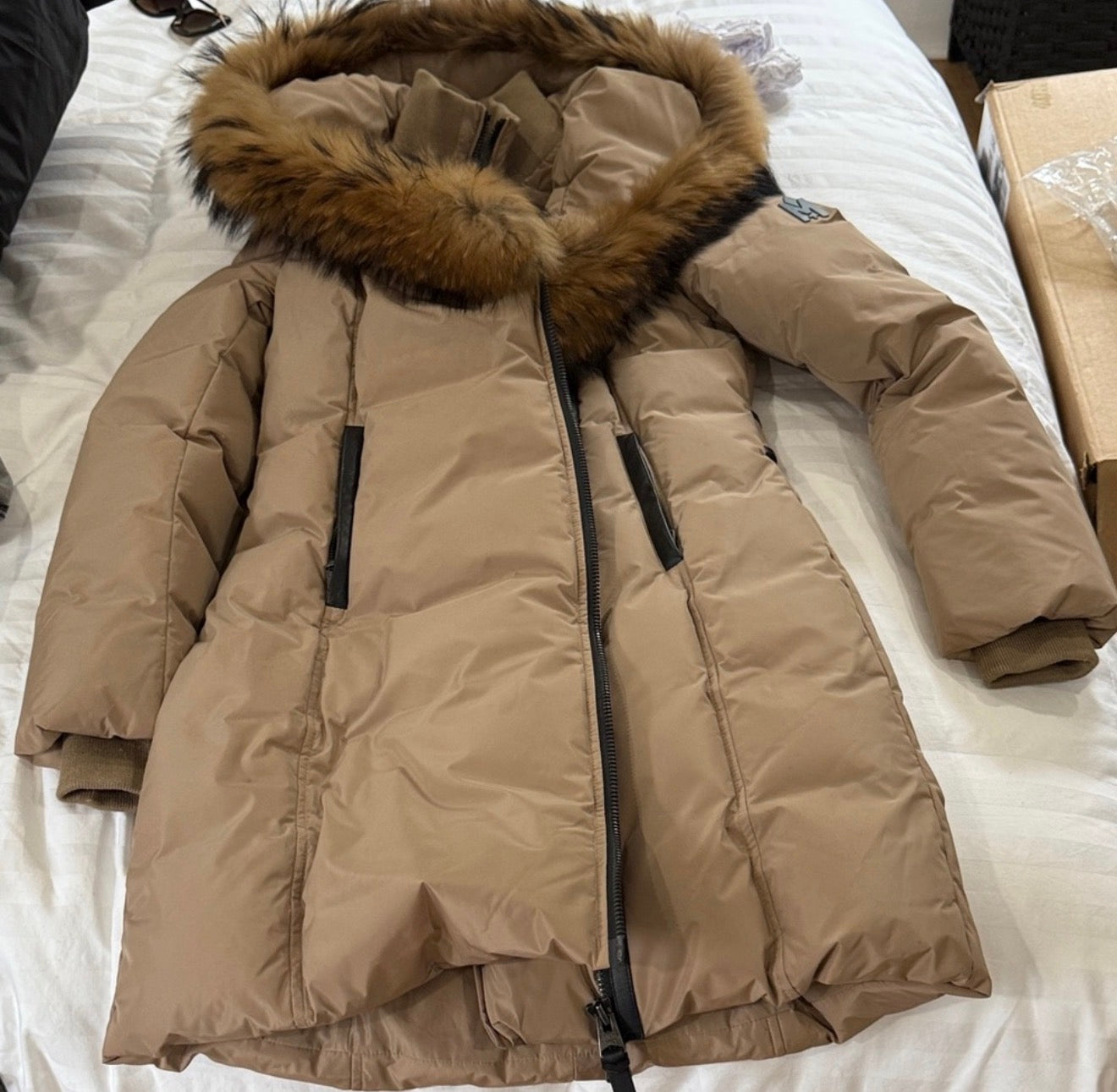 Mackage brown puffer jacket with faux fur trim(Authentic)