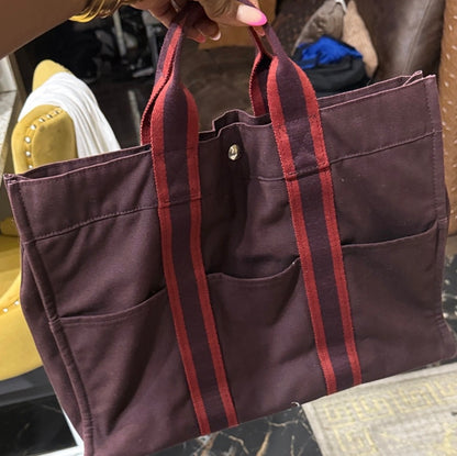 Hermes canvas tote bag