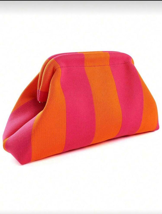 Orange &pink knitted clutch