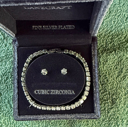 Craft silver cubic zirconia bracelet set