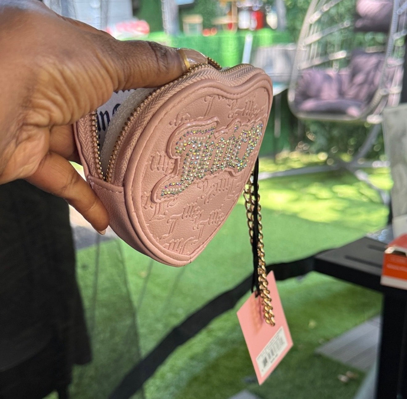 Juicy Couture Pink Heart key holder with gold chain