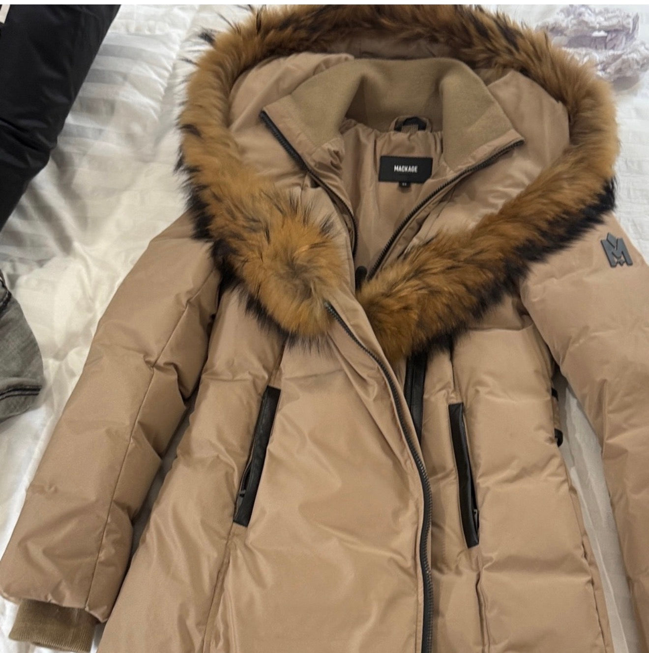 Mackage brown puffer jacket with faux fur trim(Authentic)