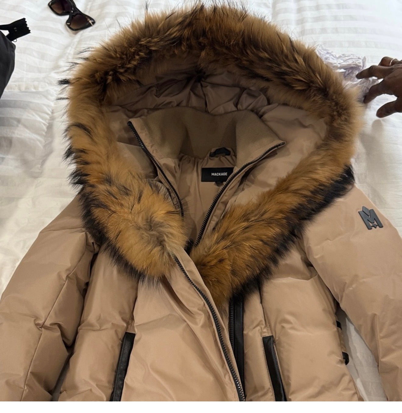 Mackage brown puffer jacket with faux fur trim(Authentic)