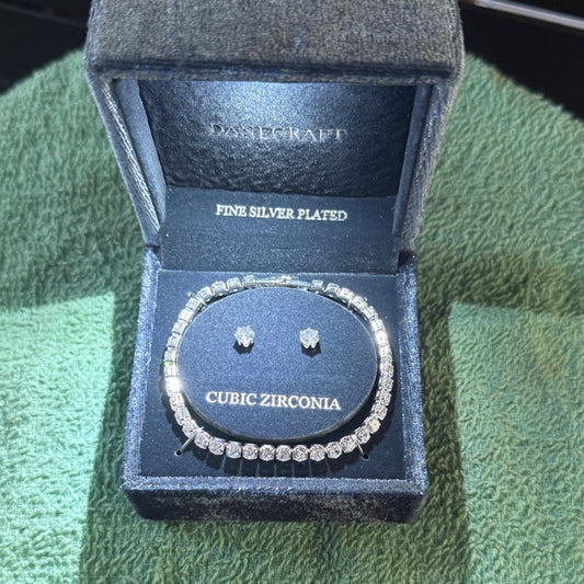 Craft silver cubic zirconia bracelet set