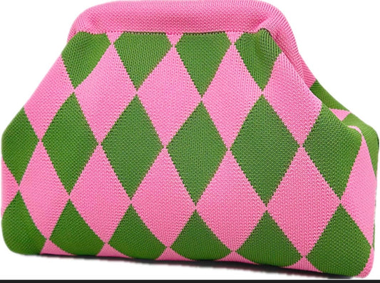 Fashionable striped knit clutch