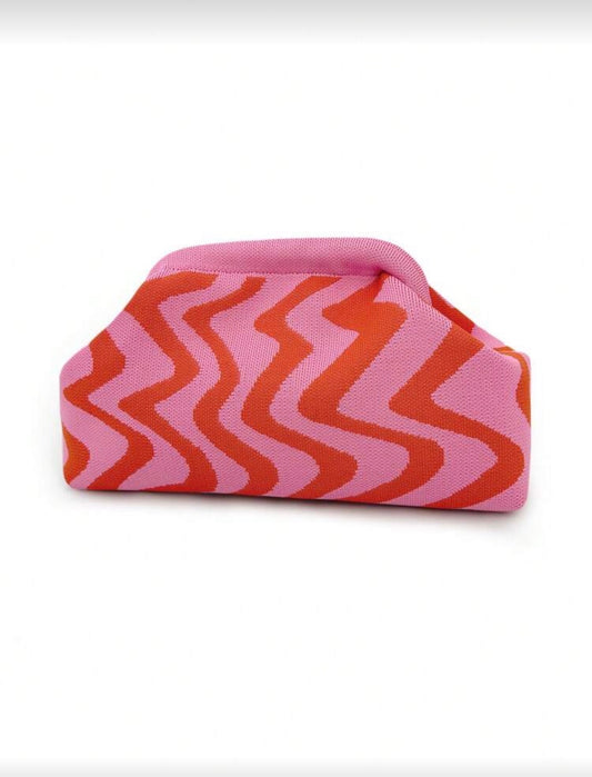 Striped knitted clutch