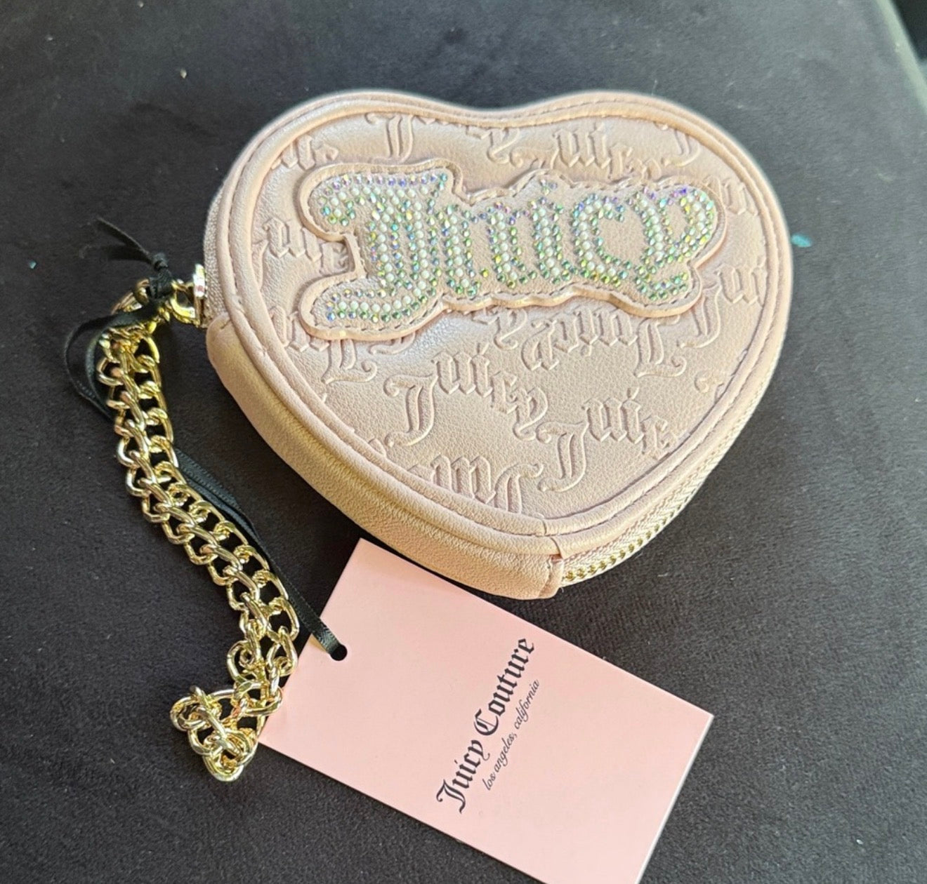 Juicy Couture Pink Heart key holder with gold chain
