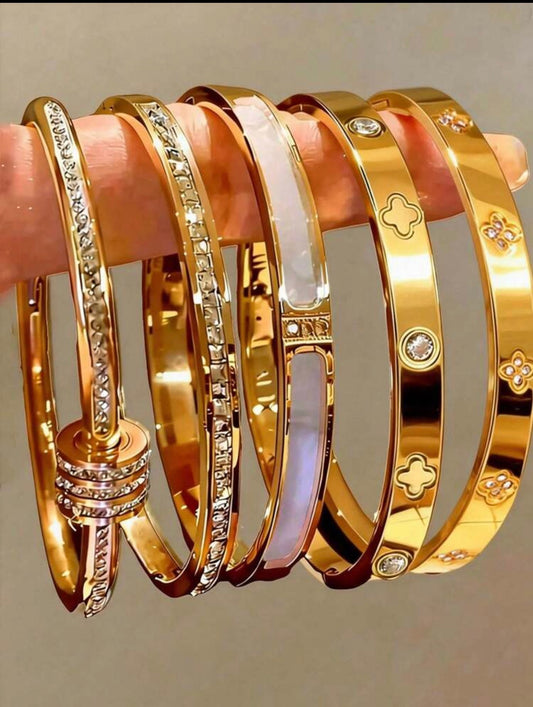Multi style stainless steel bangle set of 5