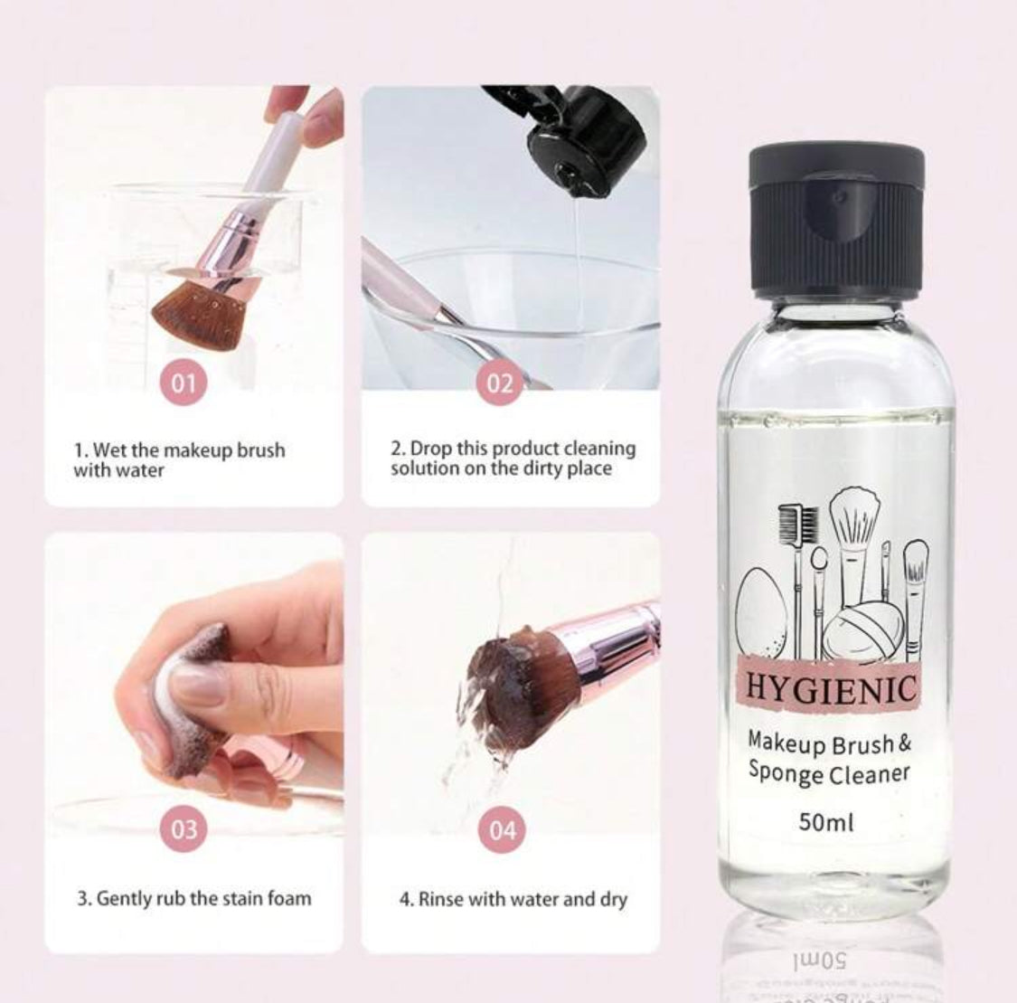 Makeup brush and sponge cleaning solution