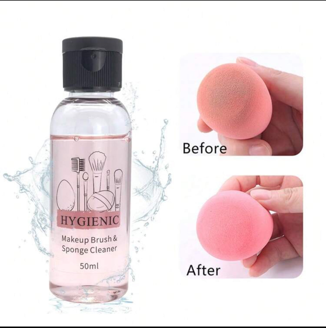 Makeup brush and sponge cleaning solution