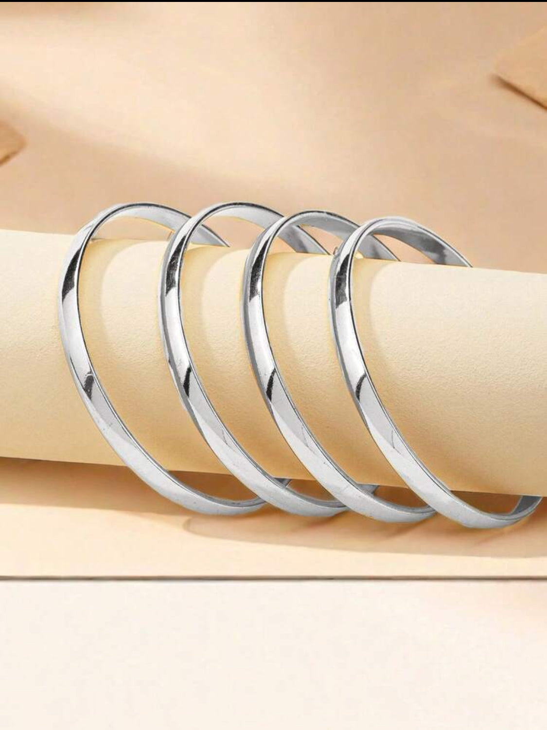 Silver bangle set of pair